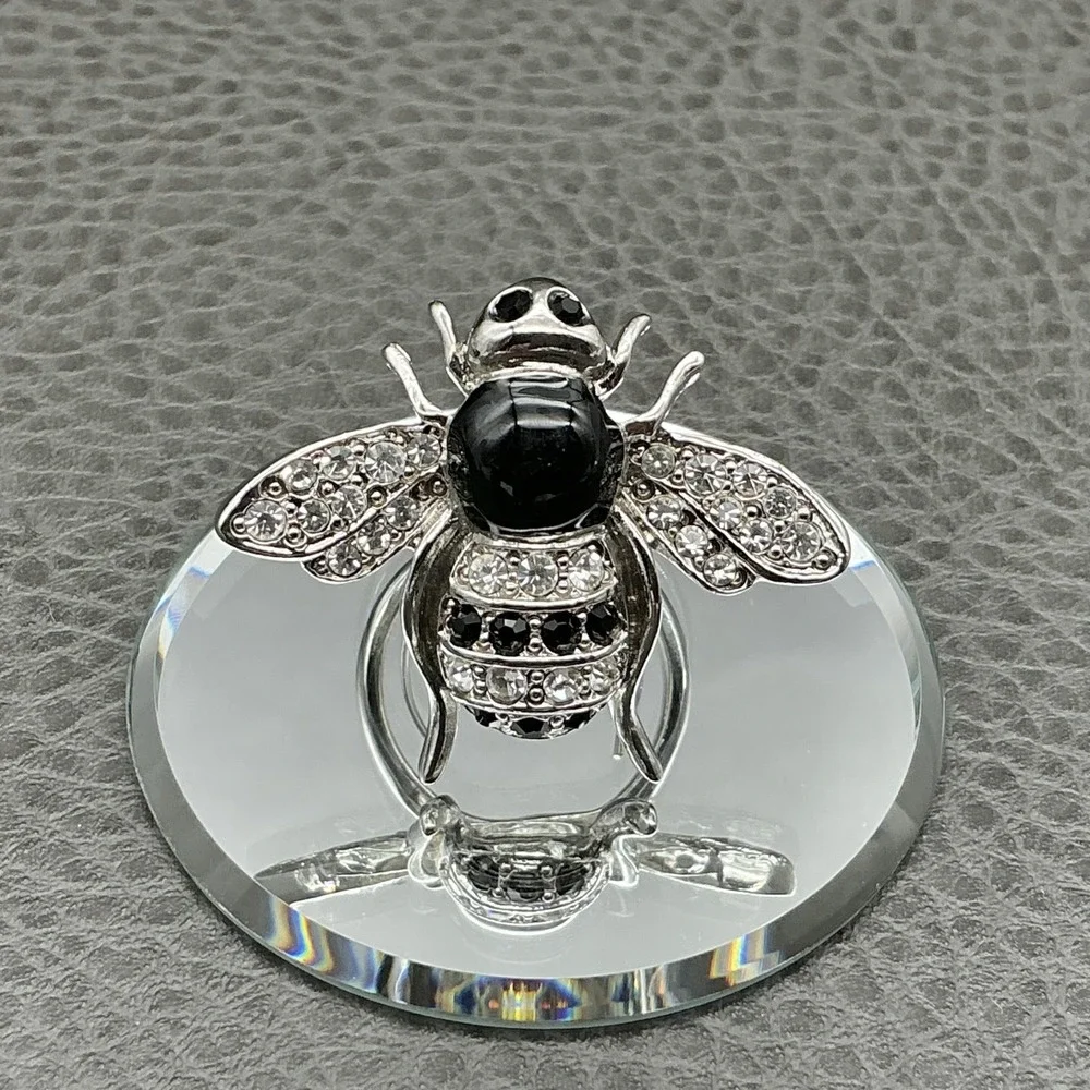 Ring Size 7 Chicos Silver‎ Tone Black Glass Bee Cocktail Womens Fashion Jewelry